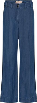 Gustav Bay Wide Leg Broek - Dames - Broeken - Blauw - Maat: S Katoen