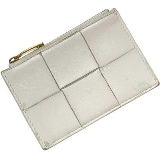Bottega Veneta White Leather Coin Purse/Coin Case (Pre-Owned)