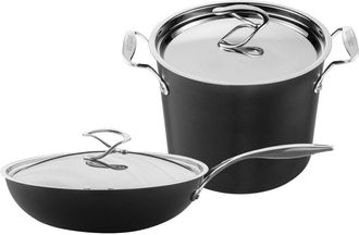 Circulon Style Stockpot & Stir Fry Set Hard Anodized Kitchen Cookware - 24/30 cm