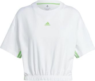adidas (WMNS) adidas Dance 3-Stripes Crop Tee White Green IM4977