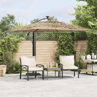 Berkfield Home Garden Parasol with Steel Pole Brown 246x246x230 cm | Size: 246 x 246 x 230 cm