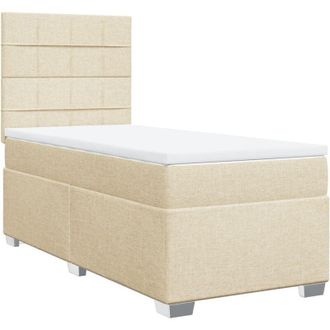 vidaXL Vidaxl - Cama Box Spring Con Colch&oacute;n Tela Color Crema 80x200 Cm