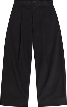 STUDIO NICHOLSON Peached Pleated Wide-leg Cotton-twill Trousers - Black - S