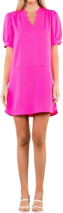 THML Clothing Short Sleeve V-Neck Dress In Pink