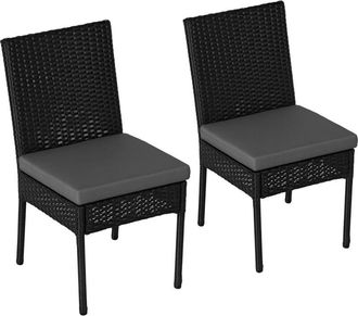 OUTSUNNY 2 PCs Rattan Garden Chairs with Cushion, Wicker Dining Chairs Black