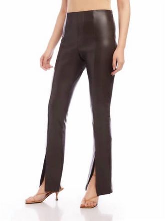 Fifteen Twenty Faux Leather Front Slit Pants In Brown