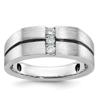 Diamond2Deal 14k White Gold Lab Grown Diamond 3-Stone Band Ring 1/5Ct Clarity- VS Color- G-H