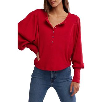 Free People Quinn Rib Henley Top in Salsa at Nordstrom Rack, Size X-Small