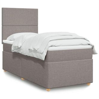 vidaXL Cama Box Spring Con Colch&oacute;n Tela Gris Taupe 80x200 Cm Vidaxl
