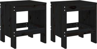 vidaXL Vidaxl - Taburetes De Jard&iacute;n 2 Uds Madera Maciza Pino Negro 40x36x45 Cm