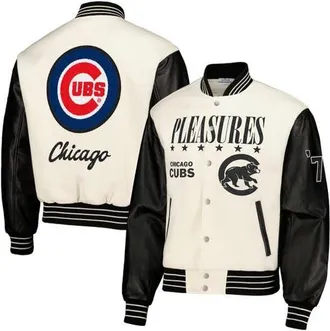 Pleasures Mens PLEASURES White Chicago Cubs Full-Snap Varsity Jacket at Nordstrom, Size Large