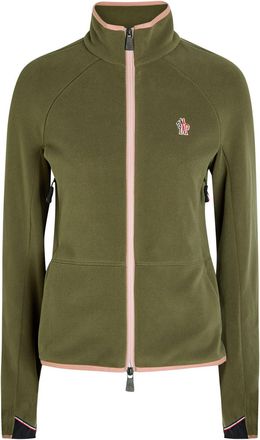 Moncler Logo-appliqu&eacute;d Fleece Cardigan - Green Dark - XS (UK 8 / XS)