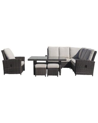 Courtyard Casual Cheshire 7 Pc Chow Dining Recline Sectional Set