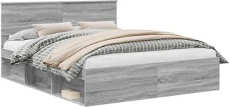 vidaXL Estructura De Cama Con Cabecera Gris Sonoma 160 X 200 Cm Vidaxl