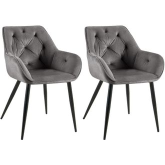Clp Clp - Set De 2 Sillas Para Sal&oacute;n Cassis En Terciopelo Gris Oscuro Terciopelo