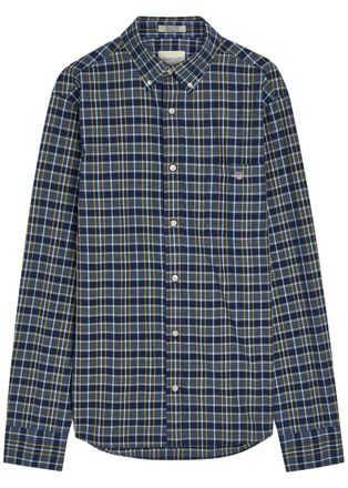 GANT Plaid Cotton Shirt - Navy - XL