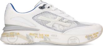 Premiata White Moerun Suede And Mesh Sneakers