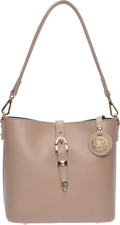 Roberta M Beige Rundleer Tas