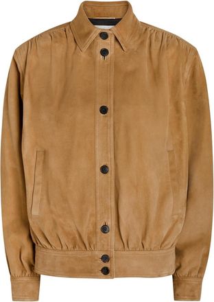 Saint Laurent Gathered Suede Jacket - Dark Brown - 38 (UK10 / S)