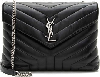 Saint Laurent Black Matelasse Calfskin Monogram LouLou Chain Medium Shoulder Bag (Authentic Pre-Loved)