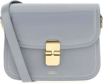 A.P.C. Powder Light-Blue Leather Small Grace Crossbody Bag Bleuacier Borse A Mano
