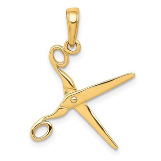 Diamond2Deal 14k Gold 3-D Moveable Scissors Pendant