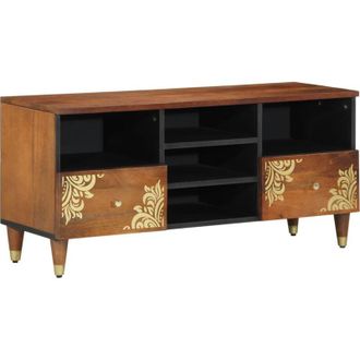 vidaXL Vidaxl - Mueble De Tv Marr&oacute;n 100 X 33.5 X 46 Cm Madera Maciza De Mango