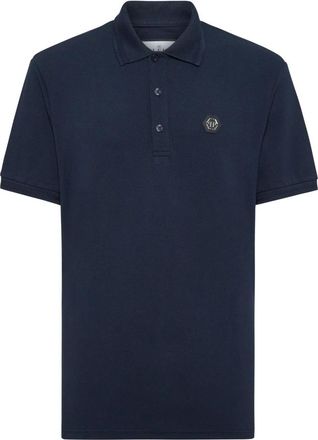 Philipp Plein Pique Polo Shirt SS Gothic Plein - Heren - Polos - Blauw - S - Katoen - Tops