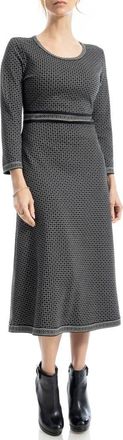 Max Studio Long Sleeve Midi Dress in Black/White Interlocking at Nordstrom Rack, Size X-Small