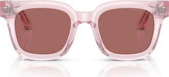 Emporio Armani 47mm Square Sunglasses in Shiny Transparent Pink /Brown at Nordstrom