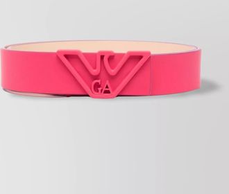 Emporio Armani adjustable logo leather belt with grained texture