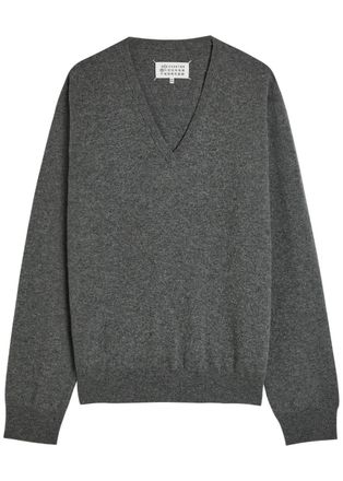 Maison Margiela V-neck Wool Jumper - Dark Grey - S (UK8-10 / S)