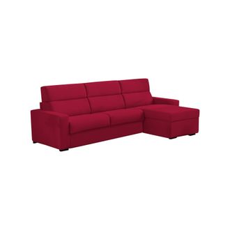 Dmora Divano Letto Con Penisola Zosima, Sof&agrave; Angolare Trasformabile Per Salotto, Imbottito, Sfoderabile, Qualit&agrave; 100% Made In Italy, 280x160 H100 Cm, Rosso 