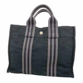 Herm&egrave;s Black Canvas Tote Bag (Pre-Owned)