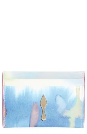 Christian Louboutin Bettina Tie Dye Patent Leather Card Holder in Gold/Multicolored at Nordstrom