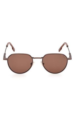 Ermenegildo Zegna 54mm Round Sunglasses in Antique Copper /Light Brown at Nordstrom