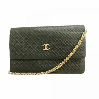 Chanel Black Leather Chain/Shoulder Wallet (Pre-Owned)