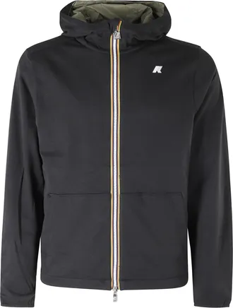 K-Way Black Green Jake Double Interlock Reversible Hooded Cotton Jacket
