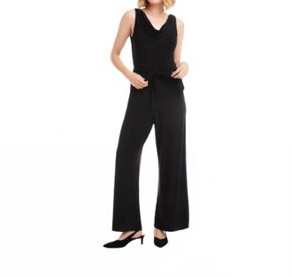 Karen Kane Camila Travel Jersey Sleeveless Cowl Neck Jumpsuit In Black