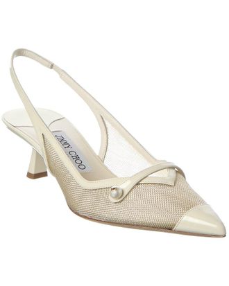 Jimmy Choo London Amita 45 Mesh & Leather Slingback Pump