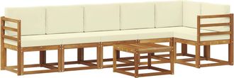 vidaXL Conjunto De Sof&aacute;s De Exterior 7 Uds. Natural Y Crema Vidaxl