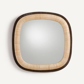 AM.PM Vierkante spiegel in tweekleurig rotan, hoogte 91 cm, MAE