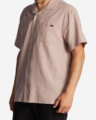 Billabong Hemp Vacay Short Sleeve Shirt In Dusty Lilac