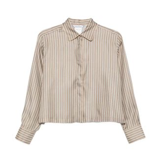 Max Mara Shirts, female, Brown, Size: L Brown Striped Long Sleeve Shirt