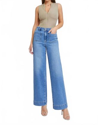 Hidden Jeans Front Pocket High Waist Wide Leg Jean In Blue