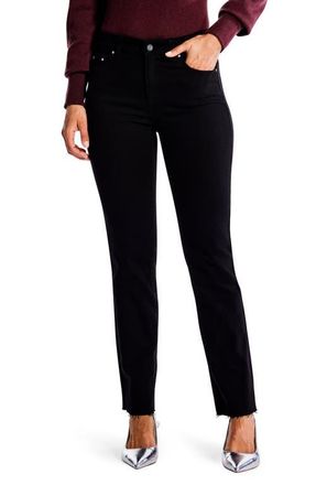 Nic+Zoe Ankle Straight Leg Jeans in Black Denim at Nordstrom, Size 25