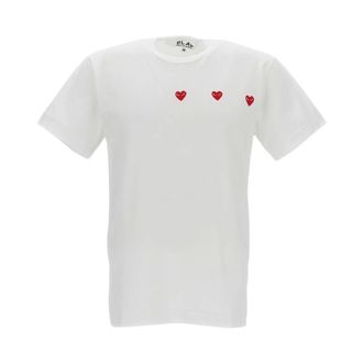 Comme Des Gar&ccedil;ons Three Hearts T-Shirt - female - Comme des Gar&ccedil;ons Play - T-Shirts - White - S - Tops