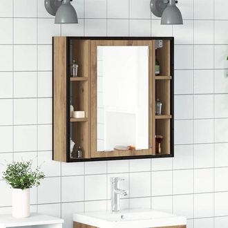 vidaXL Mobile Bagno Specchio Rovere Artigianale 60x16x60 cm Truciolato - Vidaxl