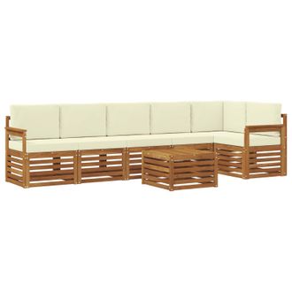 vidaXL Conjunto De Sof&aacute; Seccional Con Coj&iacute;n 7 Pcs Natural Y Crema Vidaxl