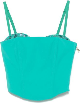 Patrizia Pepe Top corto con strass - Verde